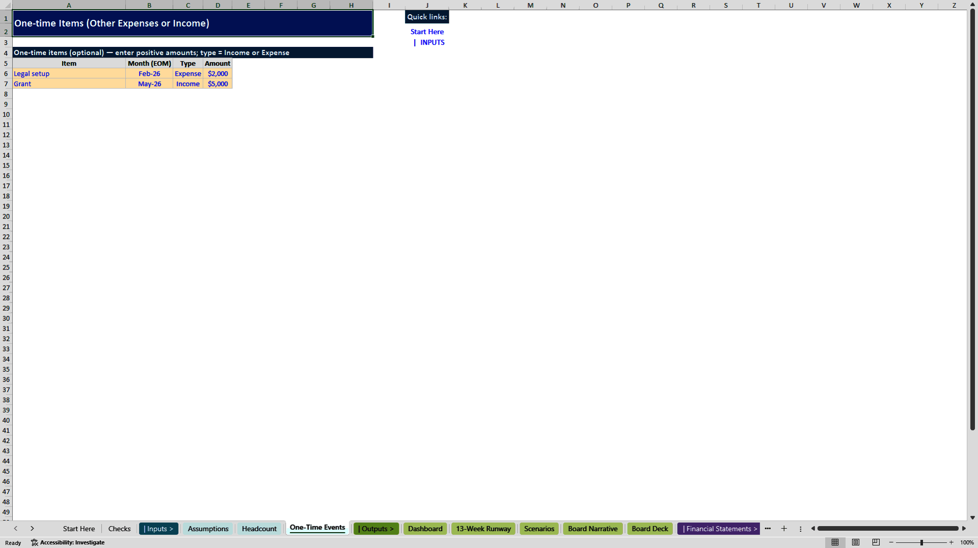 24-Month Founder FP&A Model, 13-Week Runway & Board Pack (Excel template (XLSX)) Preview Image