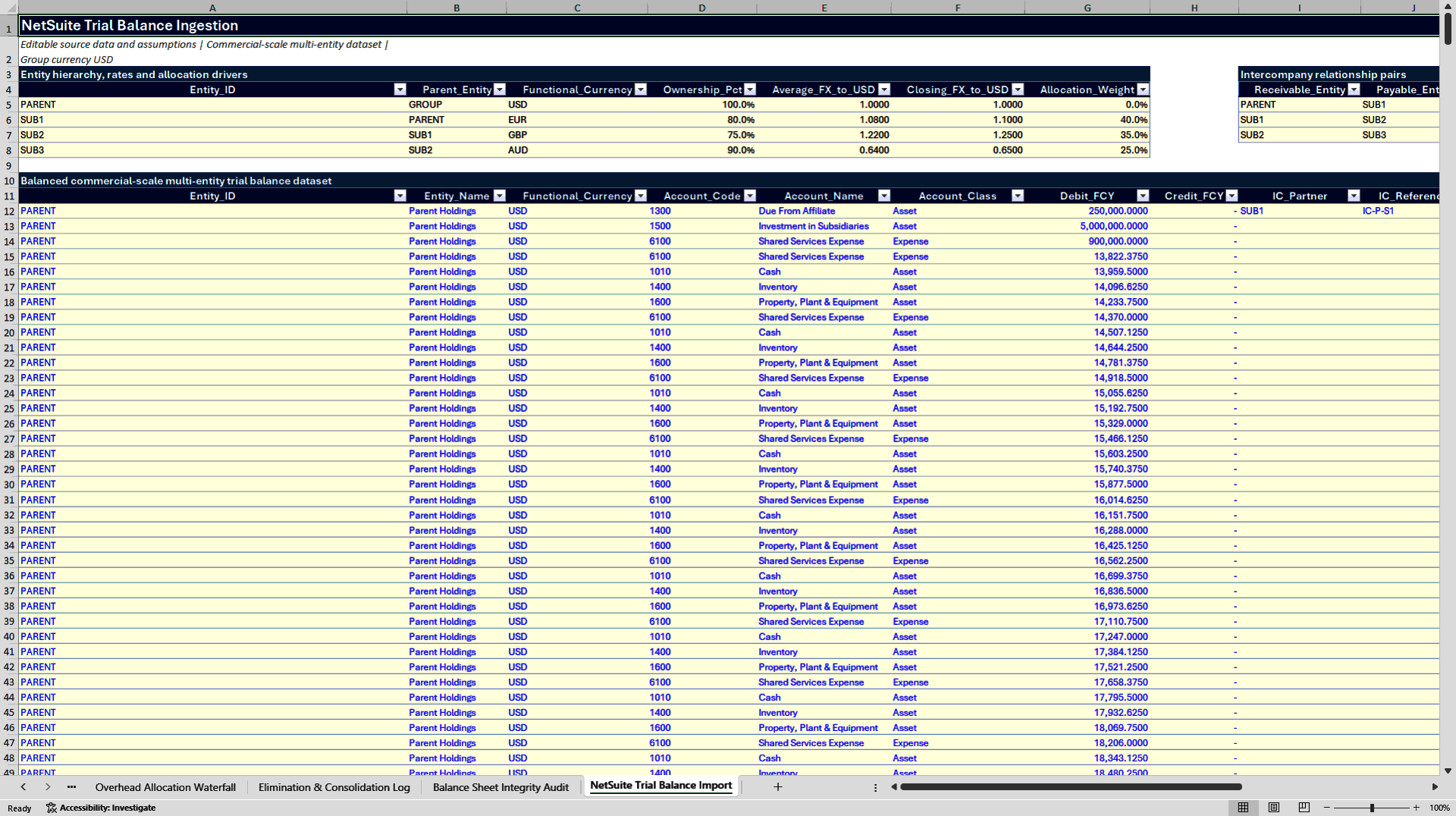 NetSuite Consolidation Control Pack (Excel template (XLSX)) Preview Image