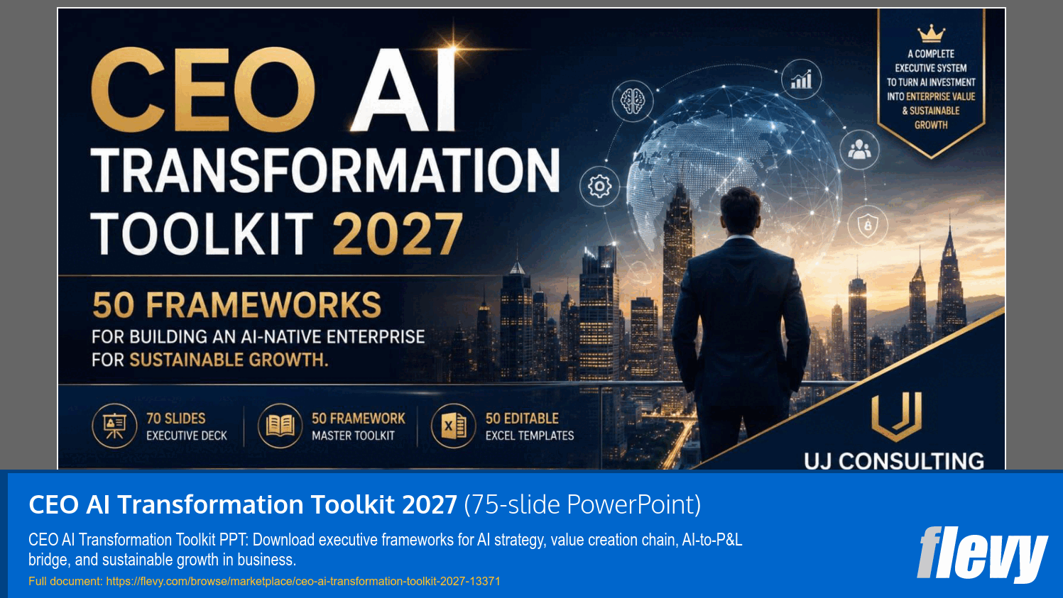 CEO AI Transformation Toolkit 2027 (75-slide PPT PowerPoint presentation template (PPTX)) Preview Image