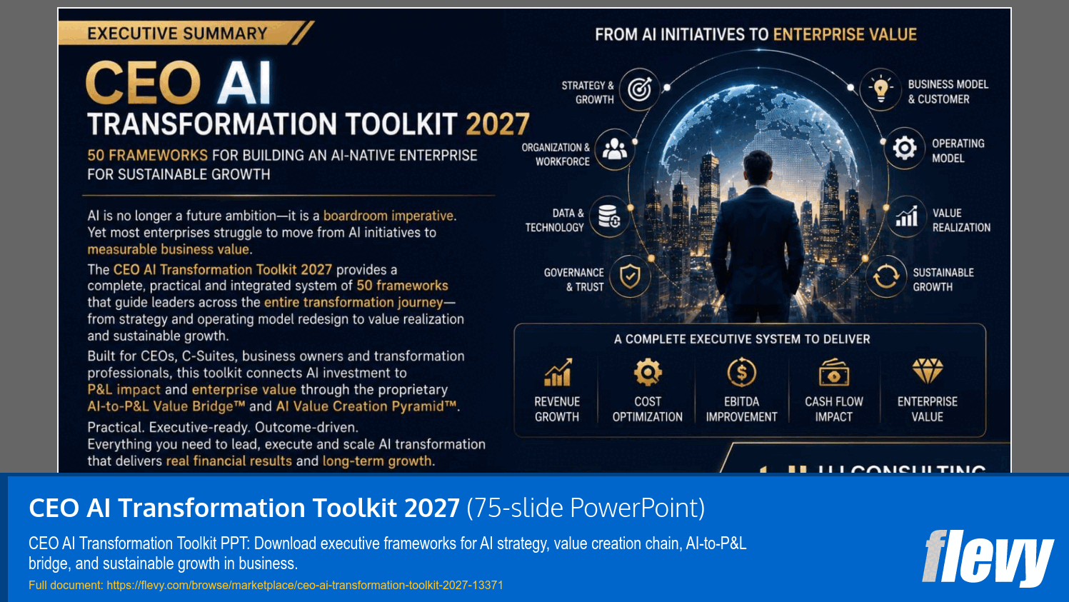 CEO AI Transformation Toolkit 2027 (75-slide PPT PowerPoint presentation template (PPTX)) Preview Image