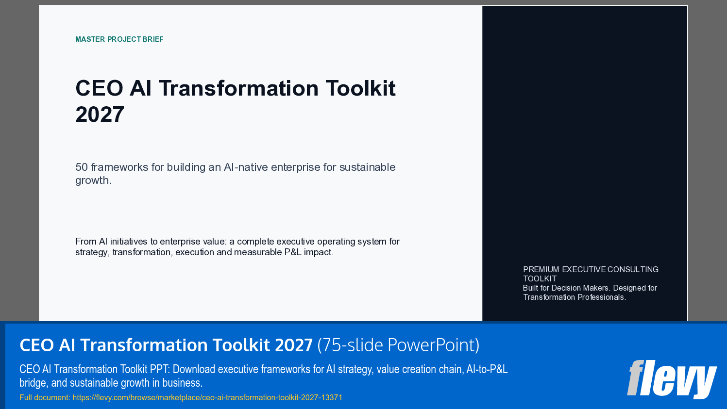 CEO AI Transformation Toolkit 2027 (75-slide PPT PowerPoint presentation template (PPTX)) Preview Image