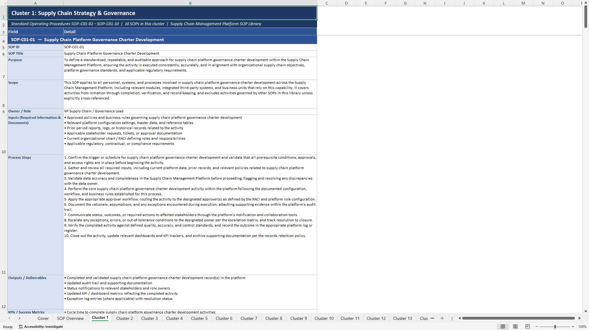 100+ Supply Chain Management Platform SOPs (Excel template (XLSX)) Preview Image