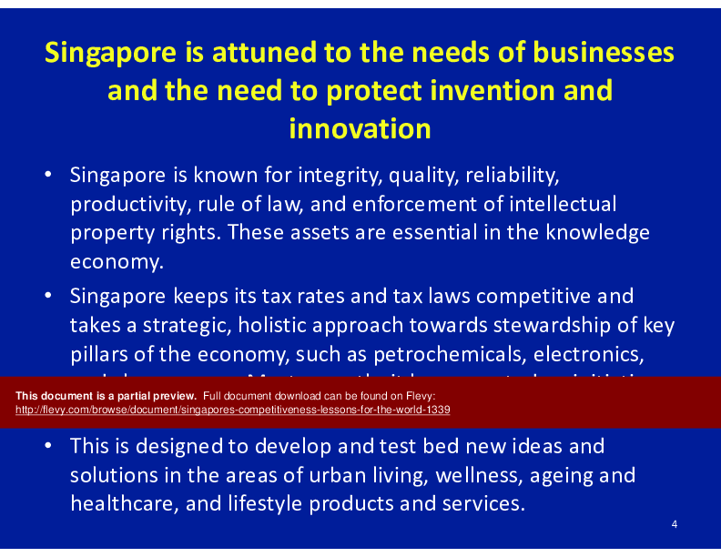 Singapore's Competitiveness/Lessons for the World (64-page PDF document) Preview Image