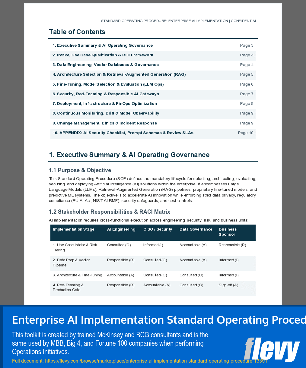Enterprise AI Implementation Standard Operating Procedure (10-page Word document) Preview Image