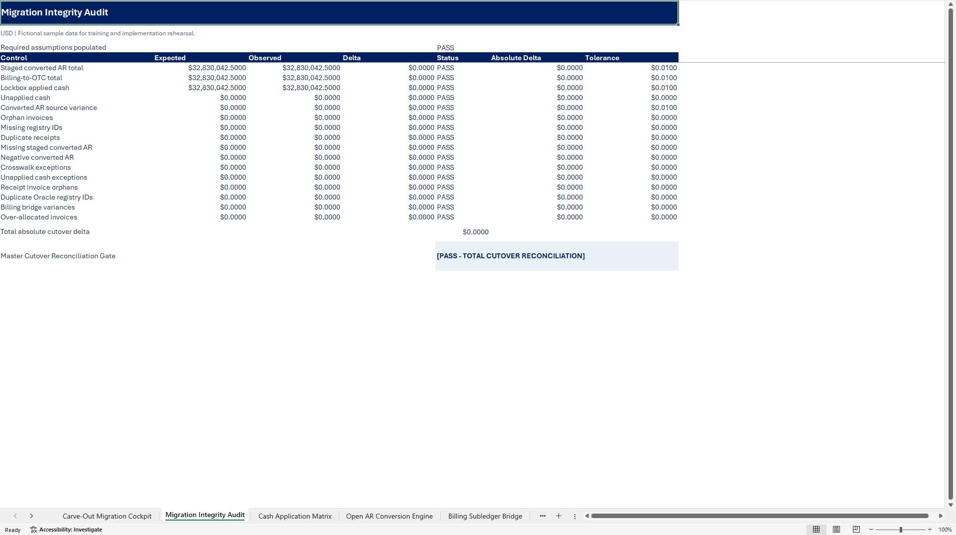Oracle Fusion Cloud OTC Carve-Out & AR Migration Engine (Excel template (XLSX)) Preview Image