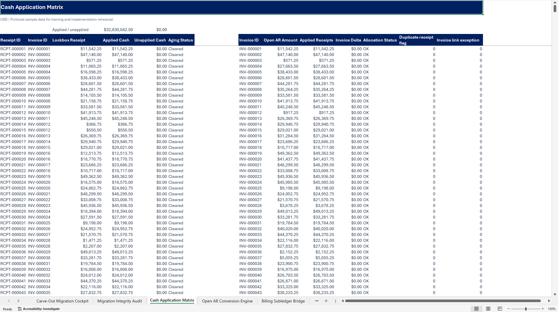 Oracle Fusion Cloud OTC Carve-Out & AR Migration Engine (Excel template (XLSX)) Preview Image