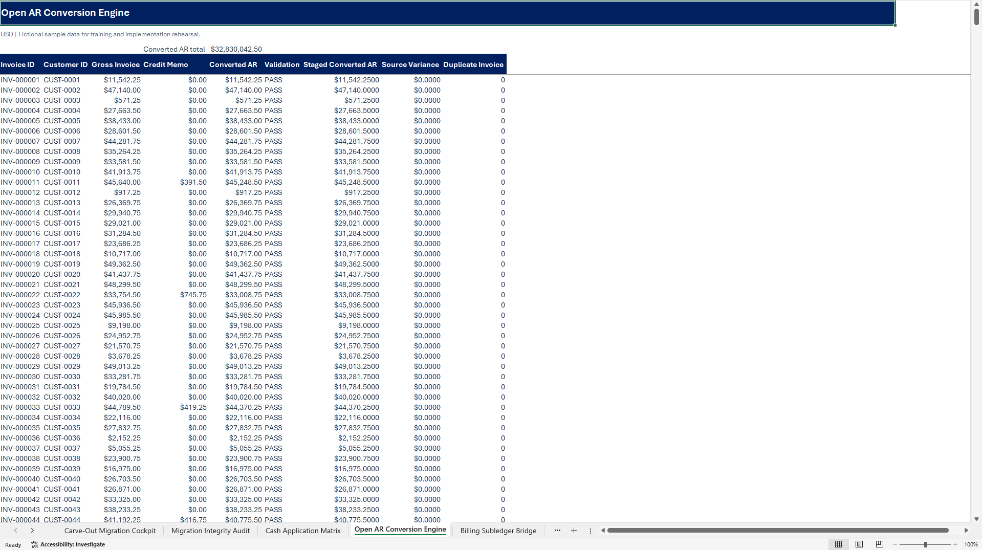 Oracle Fusion Cloud OTC Carve-Out & AR Migration Engine (Excel template (XLSX)) Preview Image