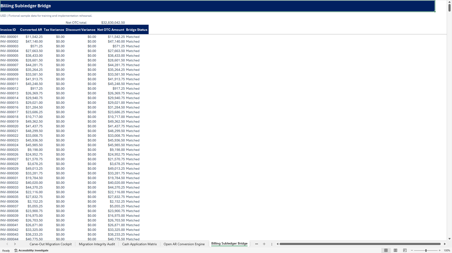 Oracle Fusion Cloud OTC Carve-Out & AR Migration Engine (Excel template (XLSX)) Preview Image