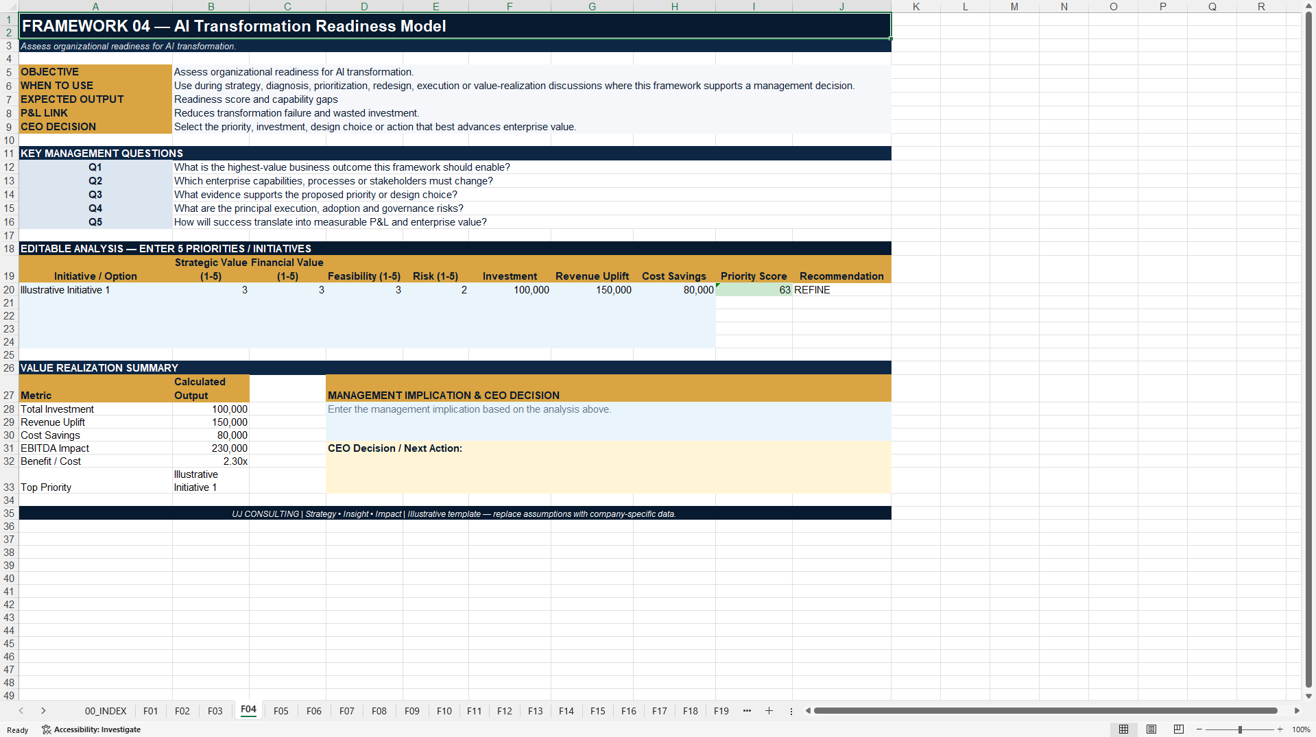 CEO AI Transformation Excel Toolkit 2027 (Excel template (XLSX)) Preview Image