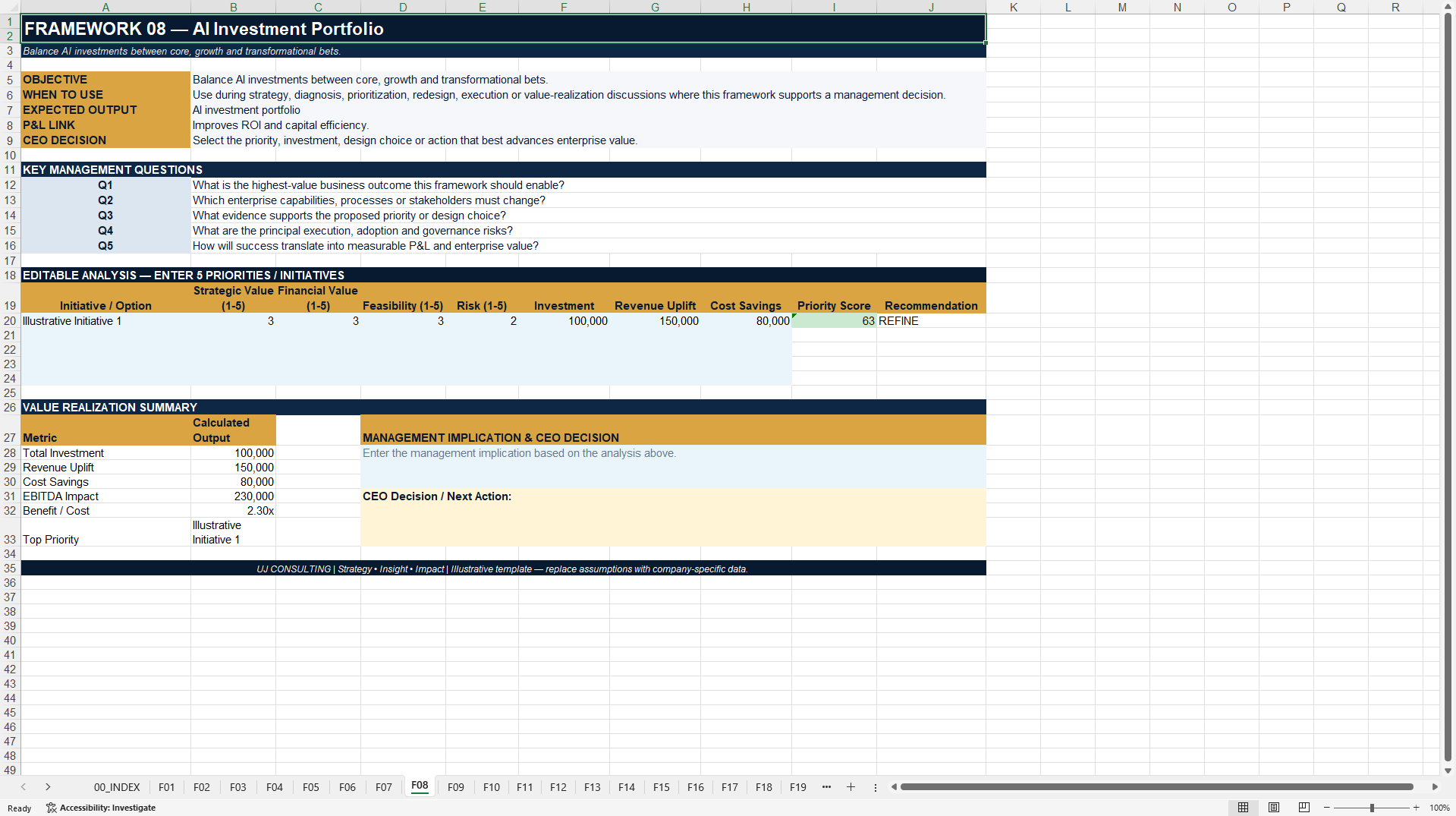 CEO AI Transformation Excel Toolkit 2027 (Excel template (XLSX)) Preview Image