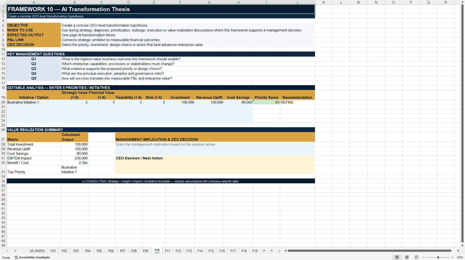CEO AI Transformation Excel Toolkit 2027 (Excel template (XLSX)) Preview Image