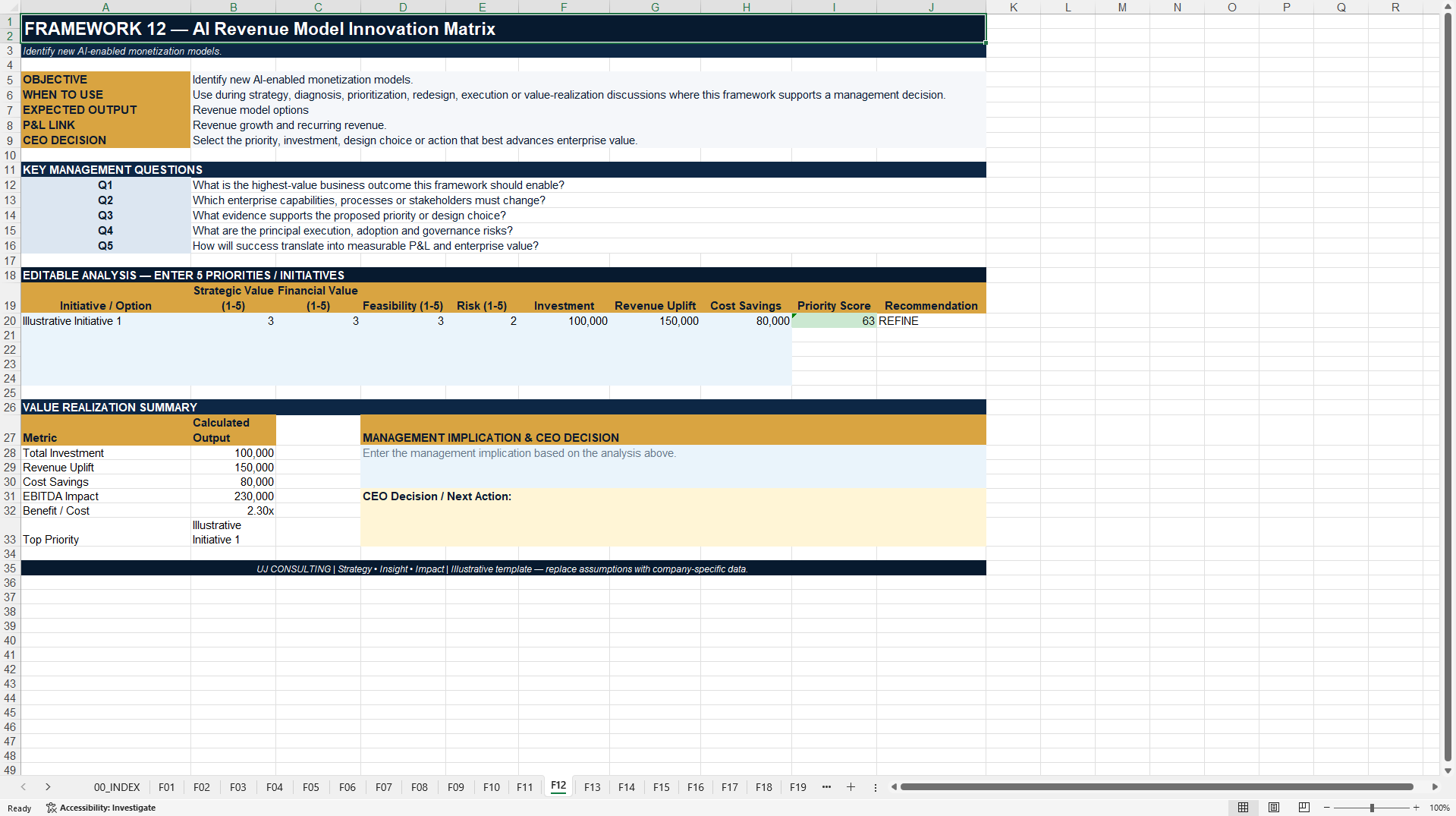CEO AI Transformation Excel Toolkit 2027 (Excel template (XLSX)) Preview Image