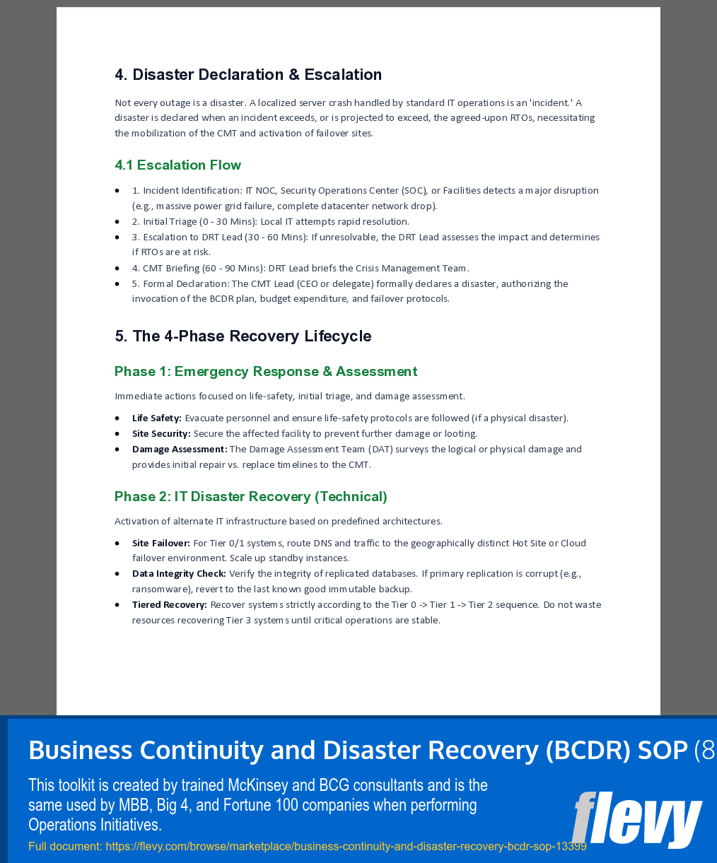 Business Continuity and Disaster Recovery (BCDR) SOP (8-page Word document) Preview Image