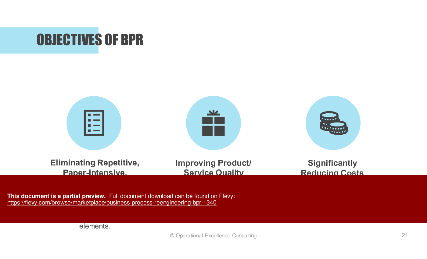 This is a partial preview of Business Process Reengineering (BPR) (143-slide PowerPoint presentation (PPTX)). Full document is 143 slides. 