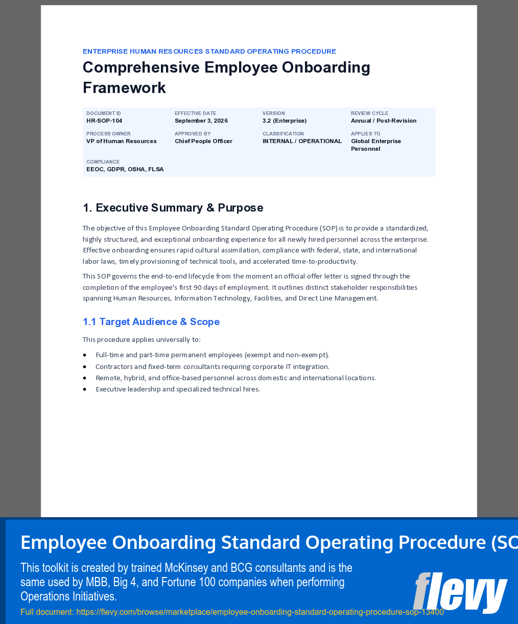 Employee Onboarding Standard Operating Procedure (SOP) (7-page Word document) Preview Image