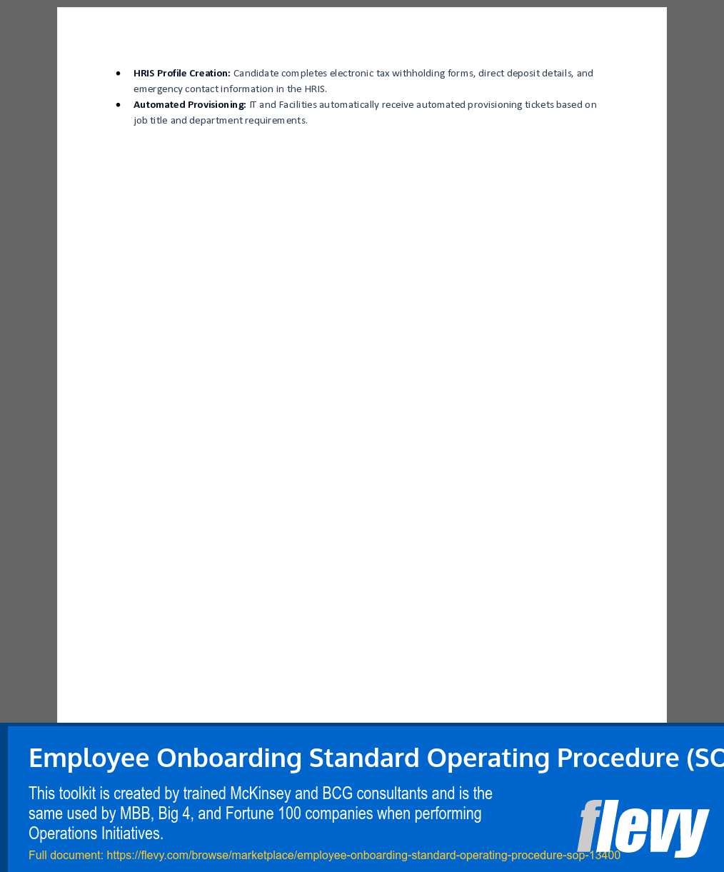 Employee Onboarding Standard Operating Procedure (SOP) (7-page Word document) Preview Image