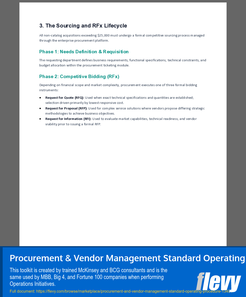 Procurement & Vendor Management Standard Operating Procedure (6-page Word document) Preview Image
