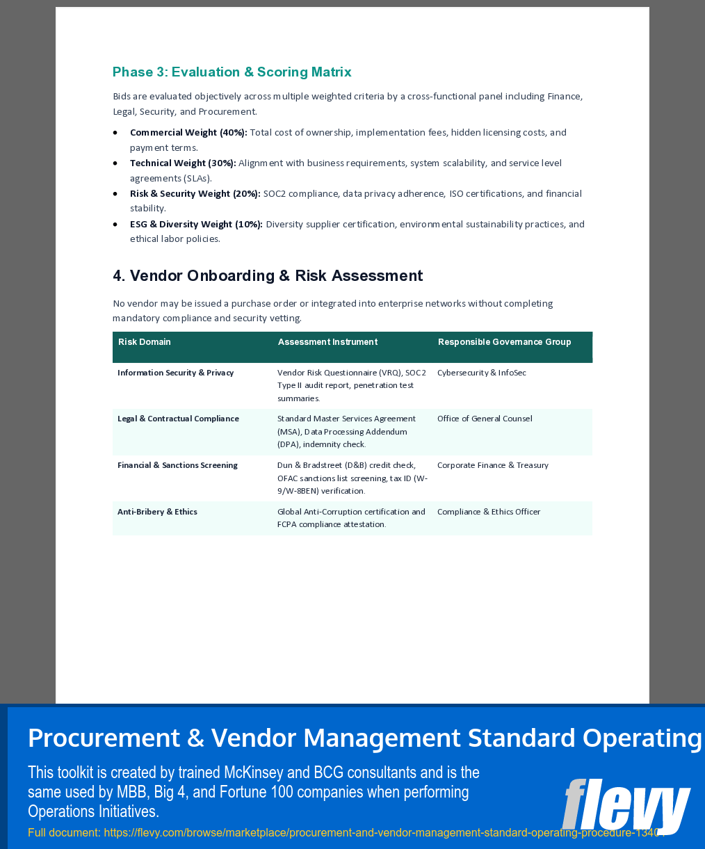 Procurement & Vendor Management Standard Operating Procedure (6-page Word document) Preview Image