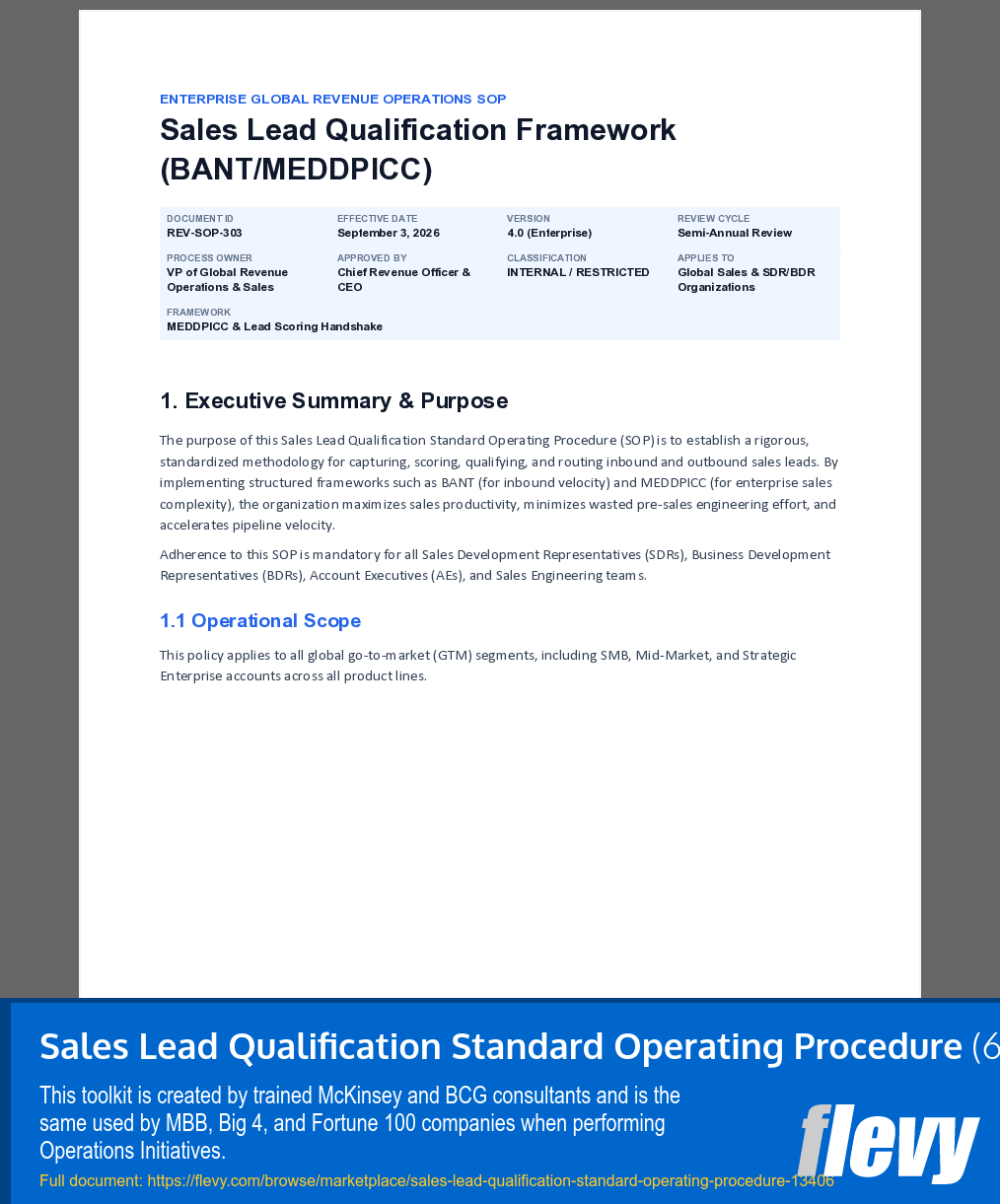 Sales Lead Qualification Standard Operating Procedure (6-page Word document) Preview Image