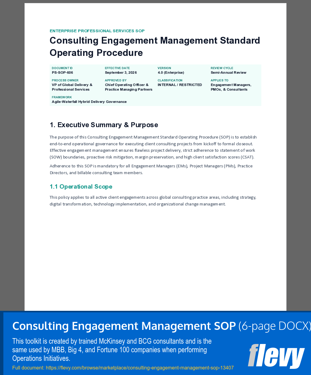 Consulting Engagement Management SOP (6-page Word document) Preview Image