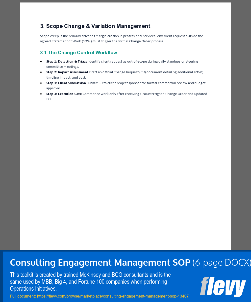 Consulting Engagement Management SOP (6-page Word document) Preview Image