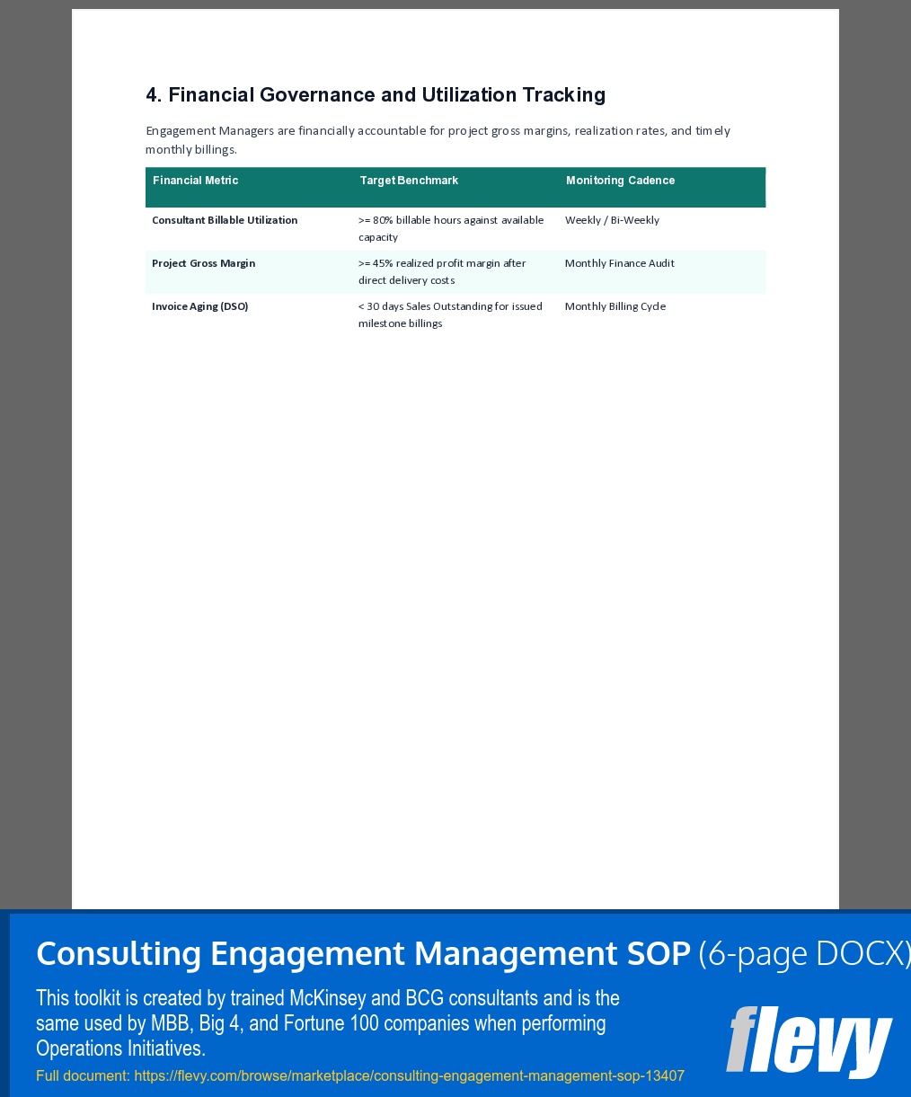 Consulting Engagement Management SOP (6-page Word document) Preview Image