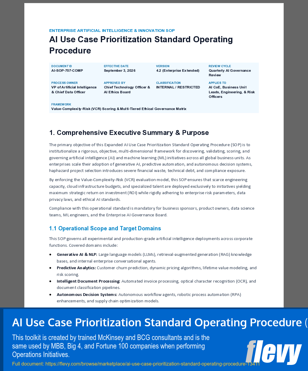 AI Use Case Prioritization Standard Operating Procedure (7-page Word document) Preview Image