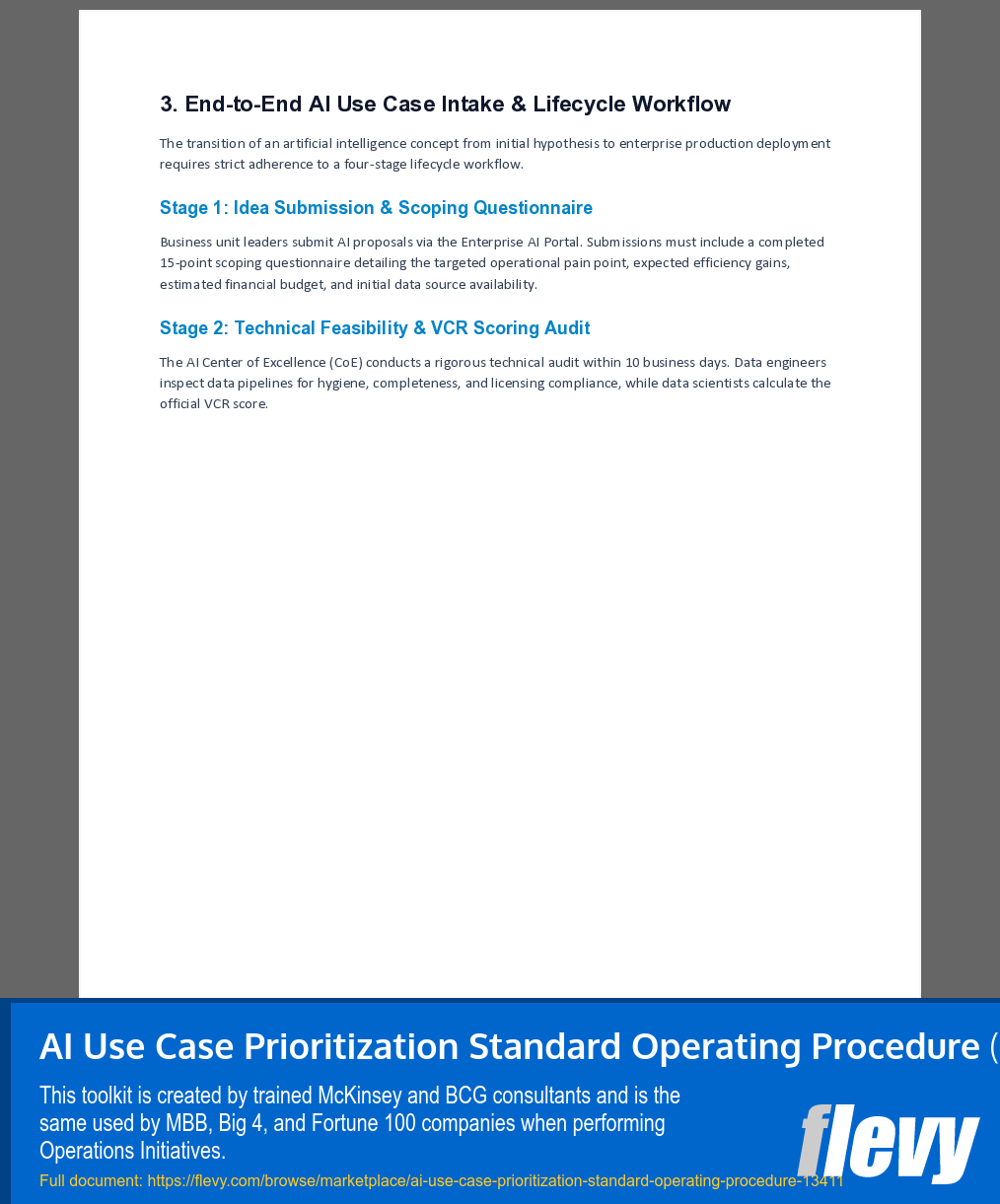 AI Use Case Prioritization Standard Operating Procedure (7-page Word document) Preview Image
