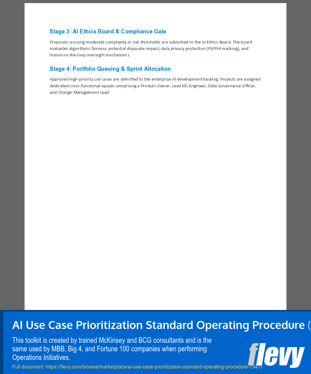 AI Use Case Prioritization Standard Operating Procedure (7-page Word document) Preview Image