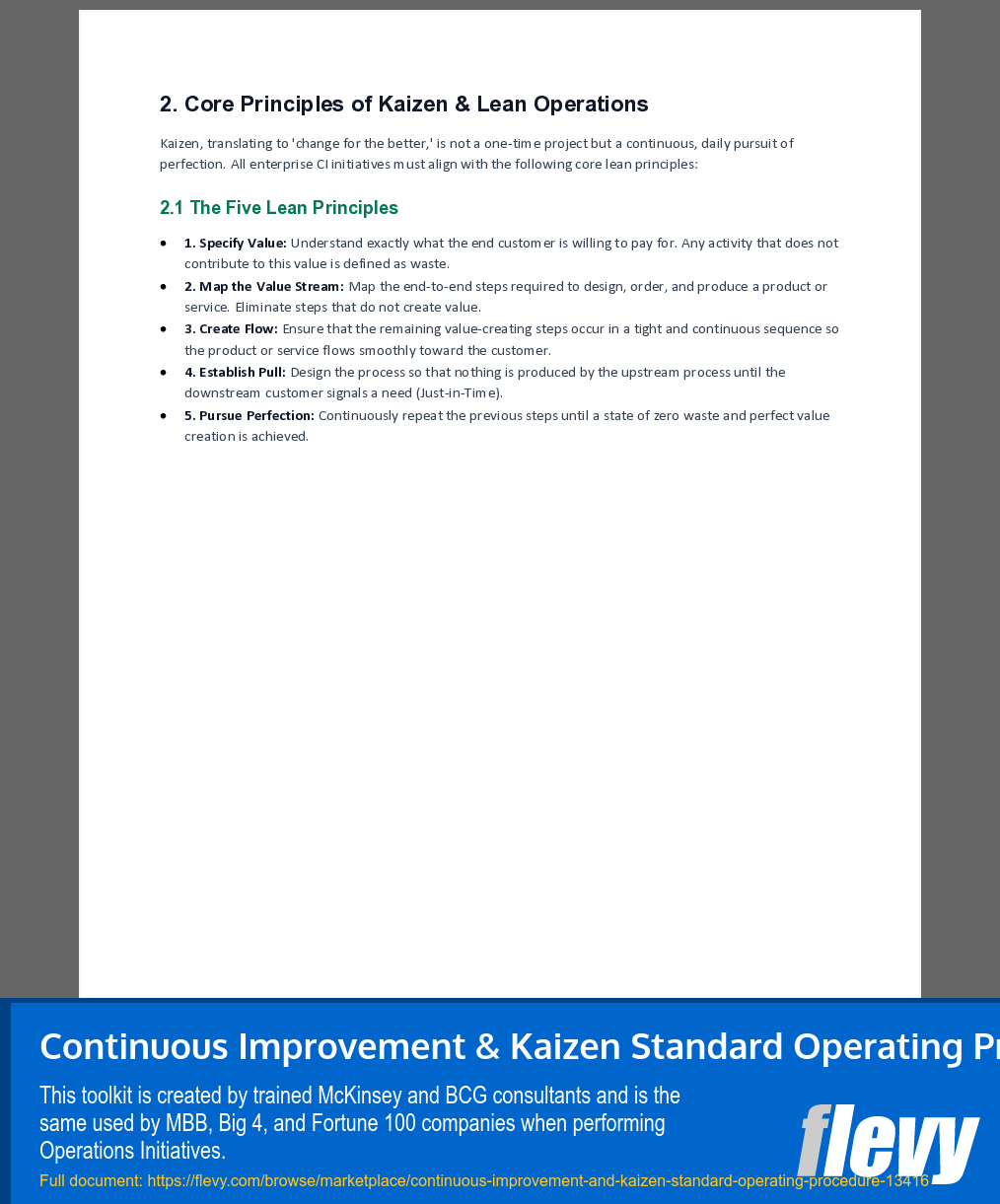 Continuous Improvement & Kaizen Standard Operating Procedure (10-page Word document) Preview Image