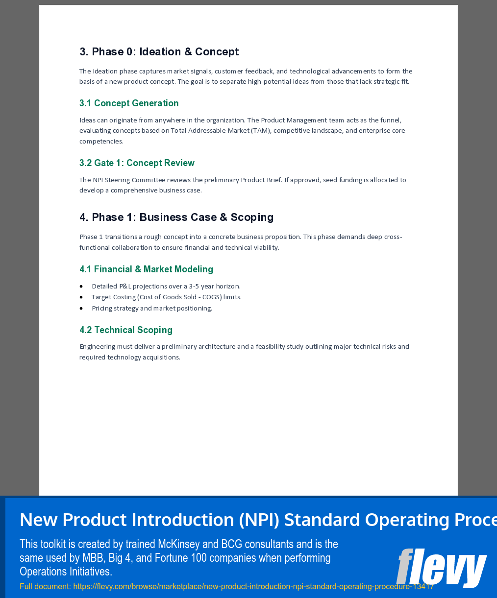 New Product Introduction (NPI) Standard Operating Procedure (10-page Word document) Preview Image