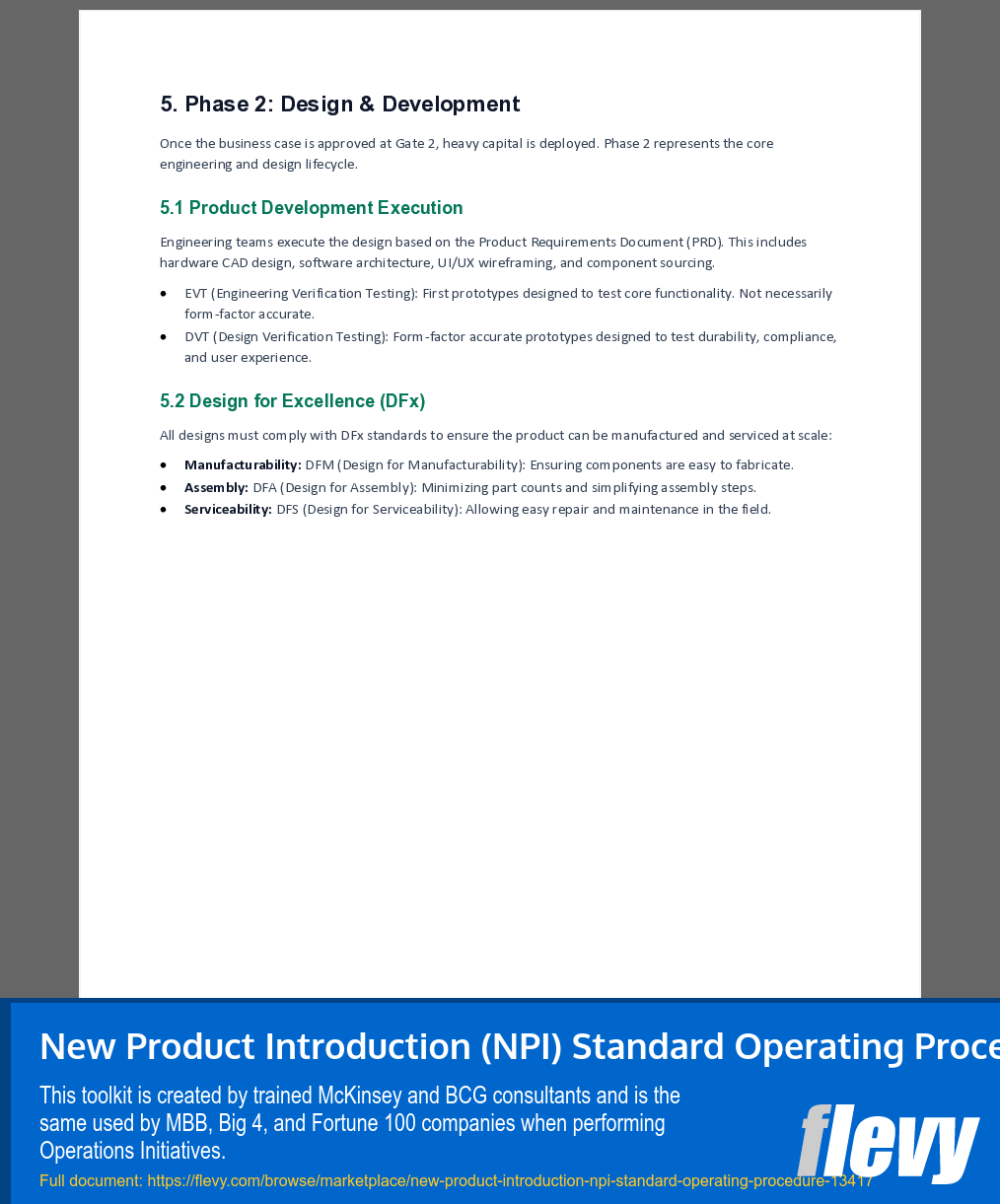 New Product Introduction (NPI) Standard Operating Procedure (10-page Word document) Preview Image
