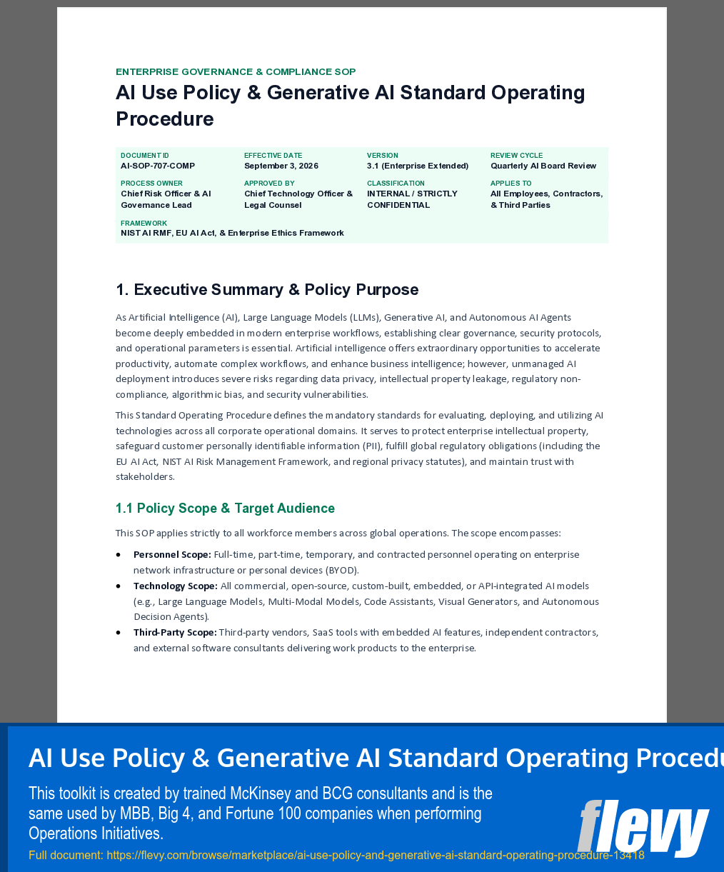 AI Use Policy & Generative AI Standard Operating Procedure (10-page Word document) Preview Image