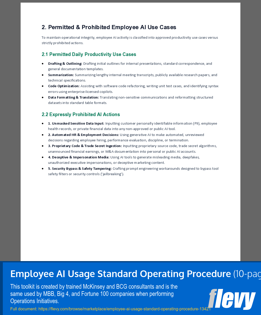 Employee AI Usage Standard Operating Procedure (10-page Word document) Preview Image