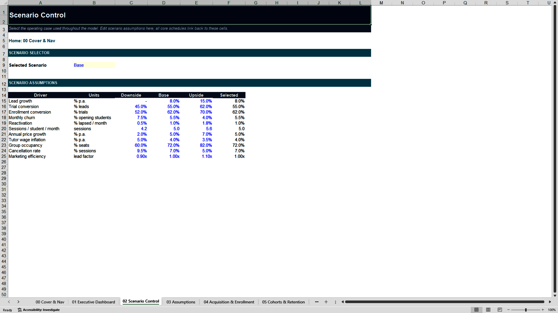 Private Tutoring Center 5-Year Financial Model (Excel template (XLSX)) Preview Image