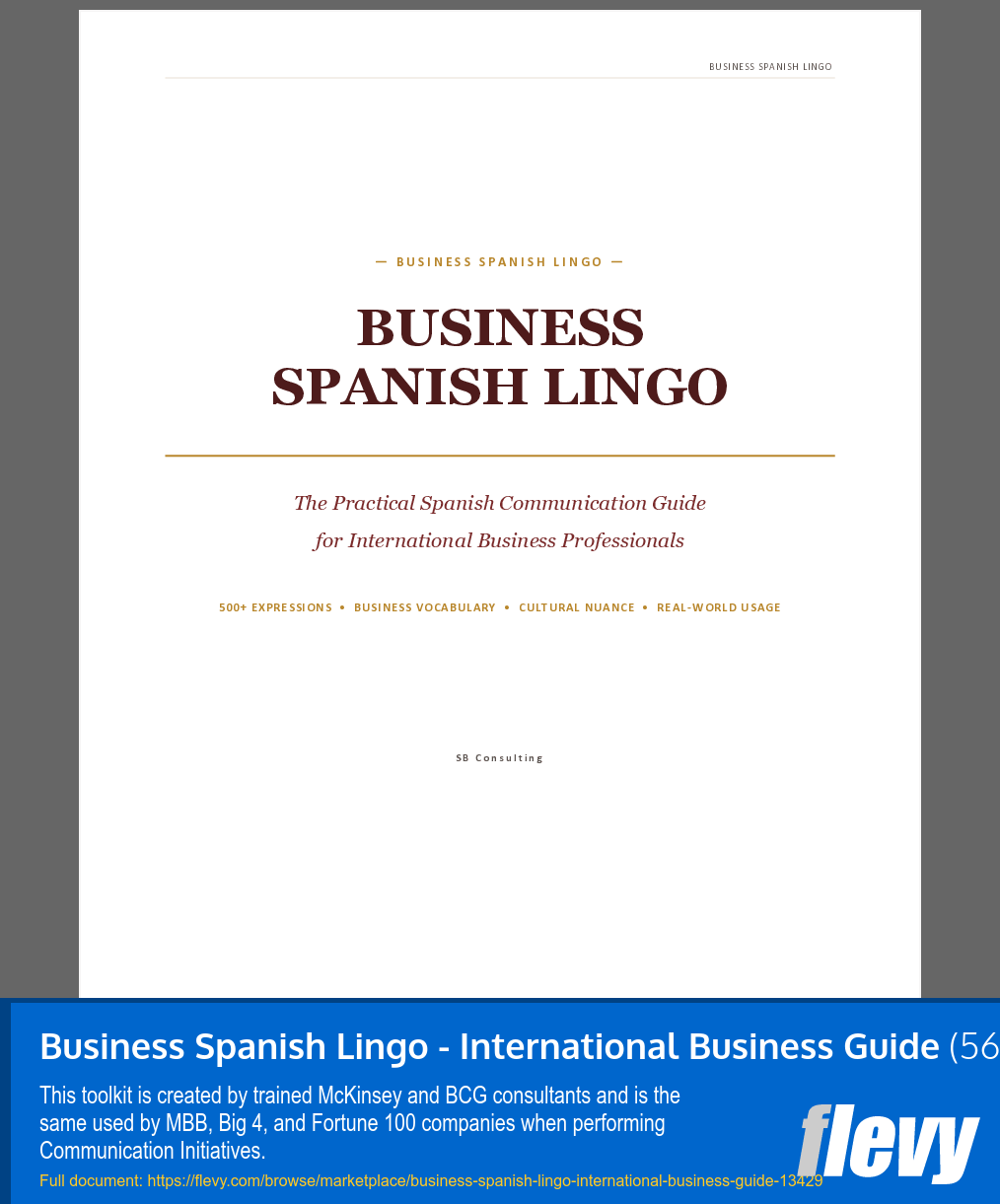 Business Spanish Lingo - International Business Guide (56-page Word document) Preview Image