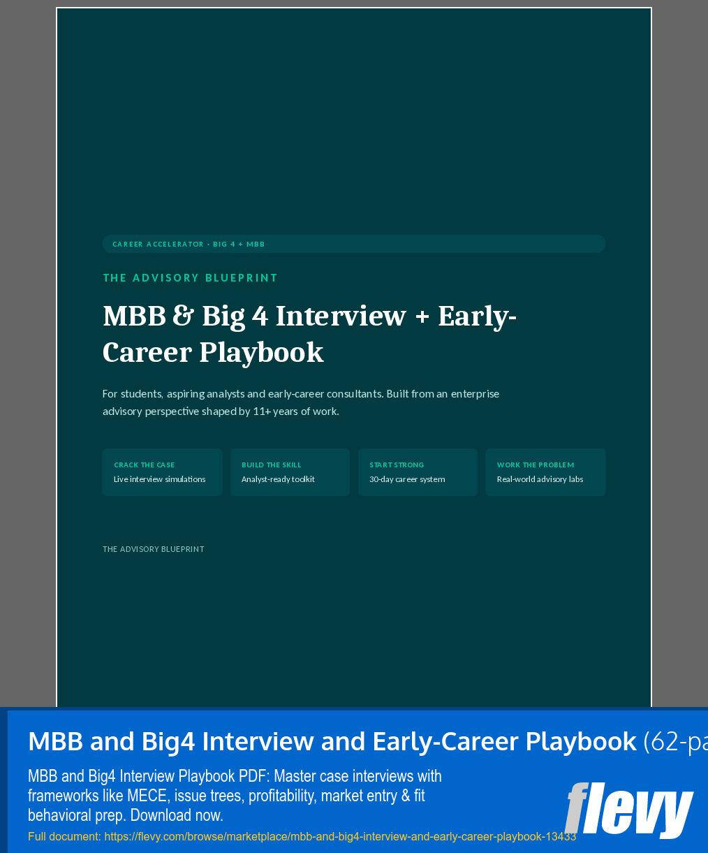 MBB and Big4 Interview and Early-Career Playbook (62-page PDF document) Preview Image