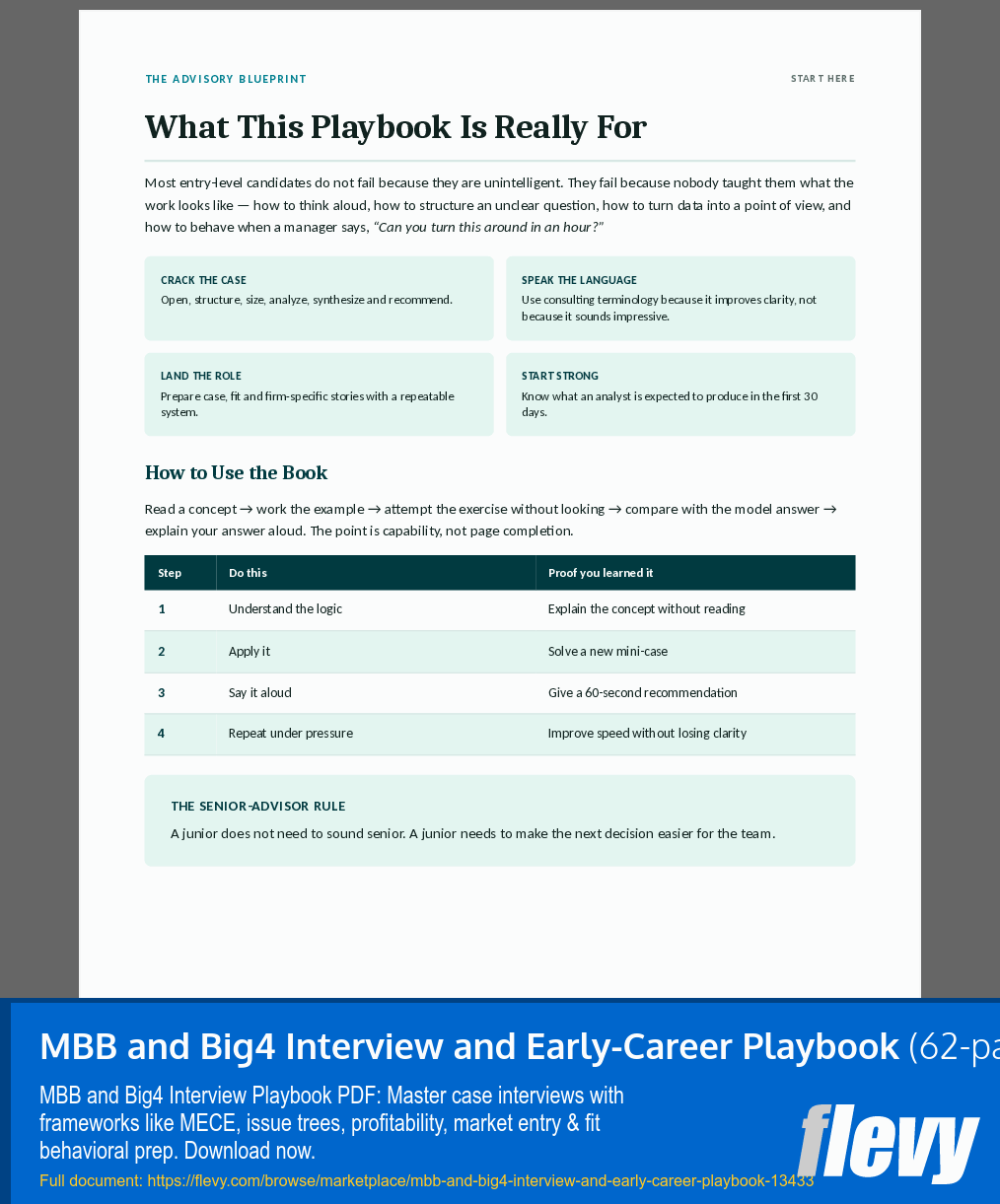 MBB and Big4 Interview and Early-Career Playbook (62-page PDF document) Preview Image