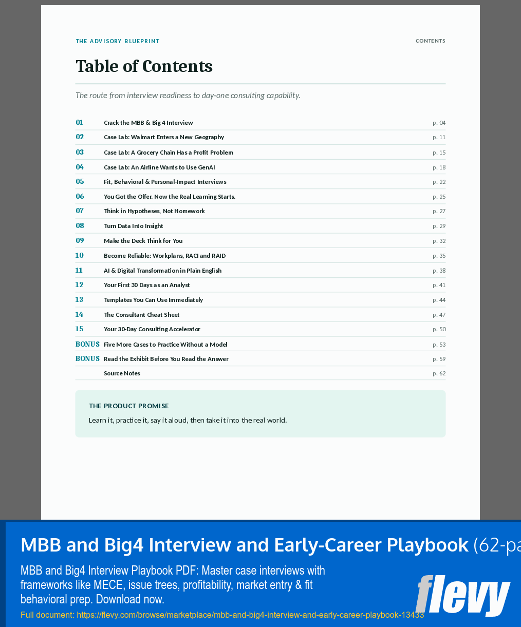 MBB and Big4 Interview and Early-Career Playbook (62-page PDF document) Preview Image
