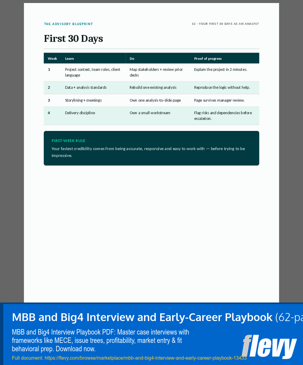 MBB and Big4 Interview and Early-Career Playbook (62-page PDF document) Preview Image
