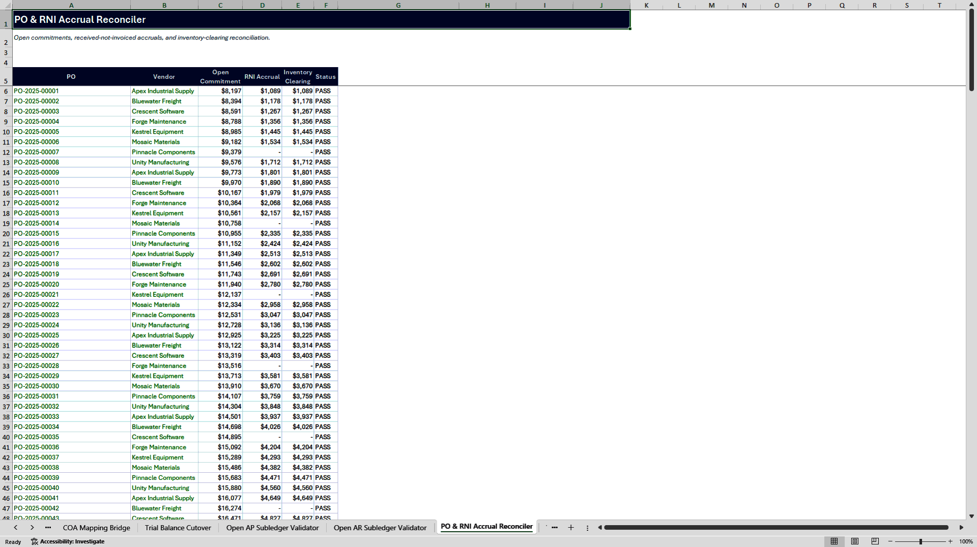 QuickBooks to NetSuite ERP Migration Reconciliation Suite (Excel template (XLSX)) Preview Image