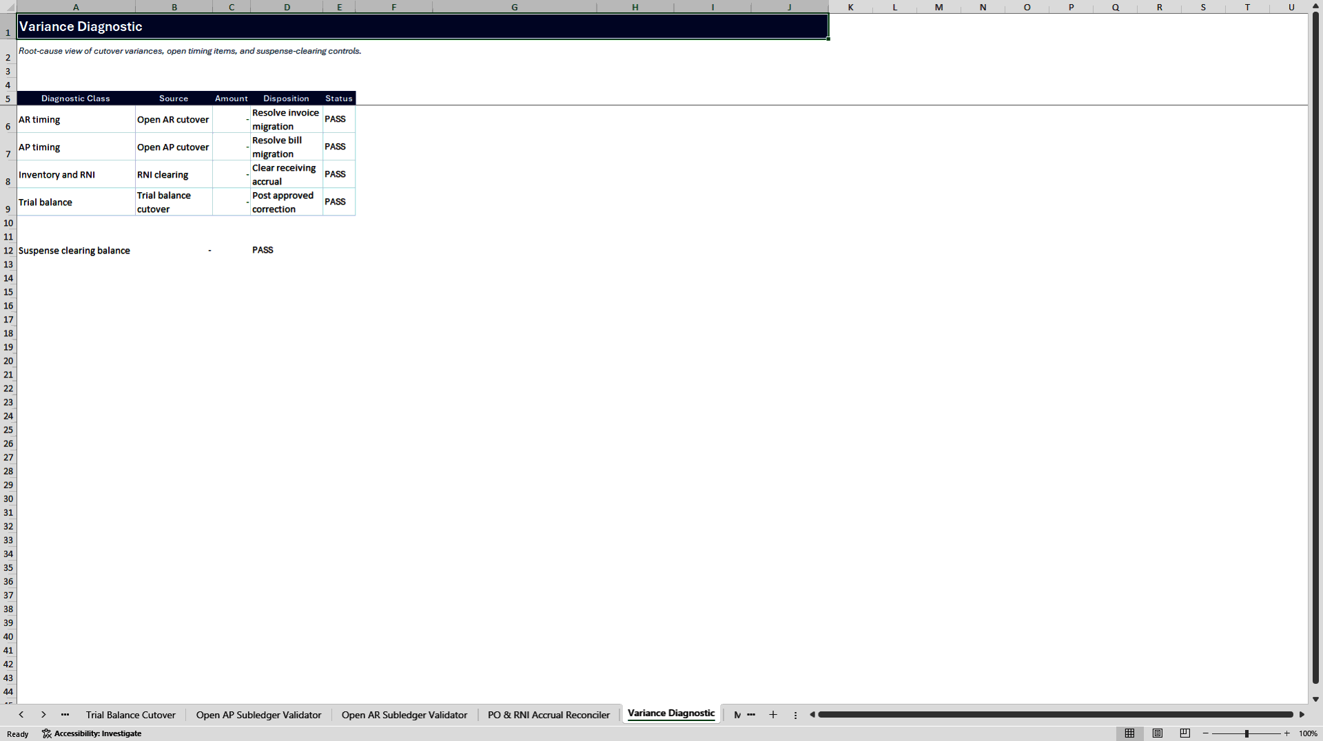 QuickBooks to NetSuite ERP Migration Reconciliation Suite (Excel template (XLSX)) Preview Image