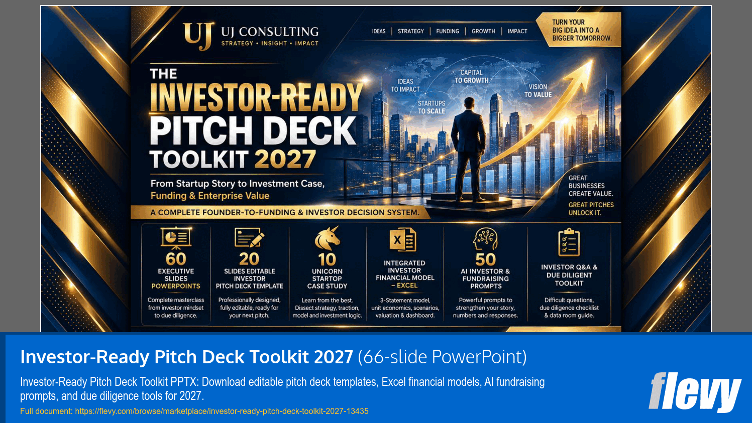 Investor-Ready Pitch Deck Toolkit 2027 (66-slide PPT PowerPoint presentation template (PPTX)) Preview Image