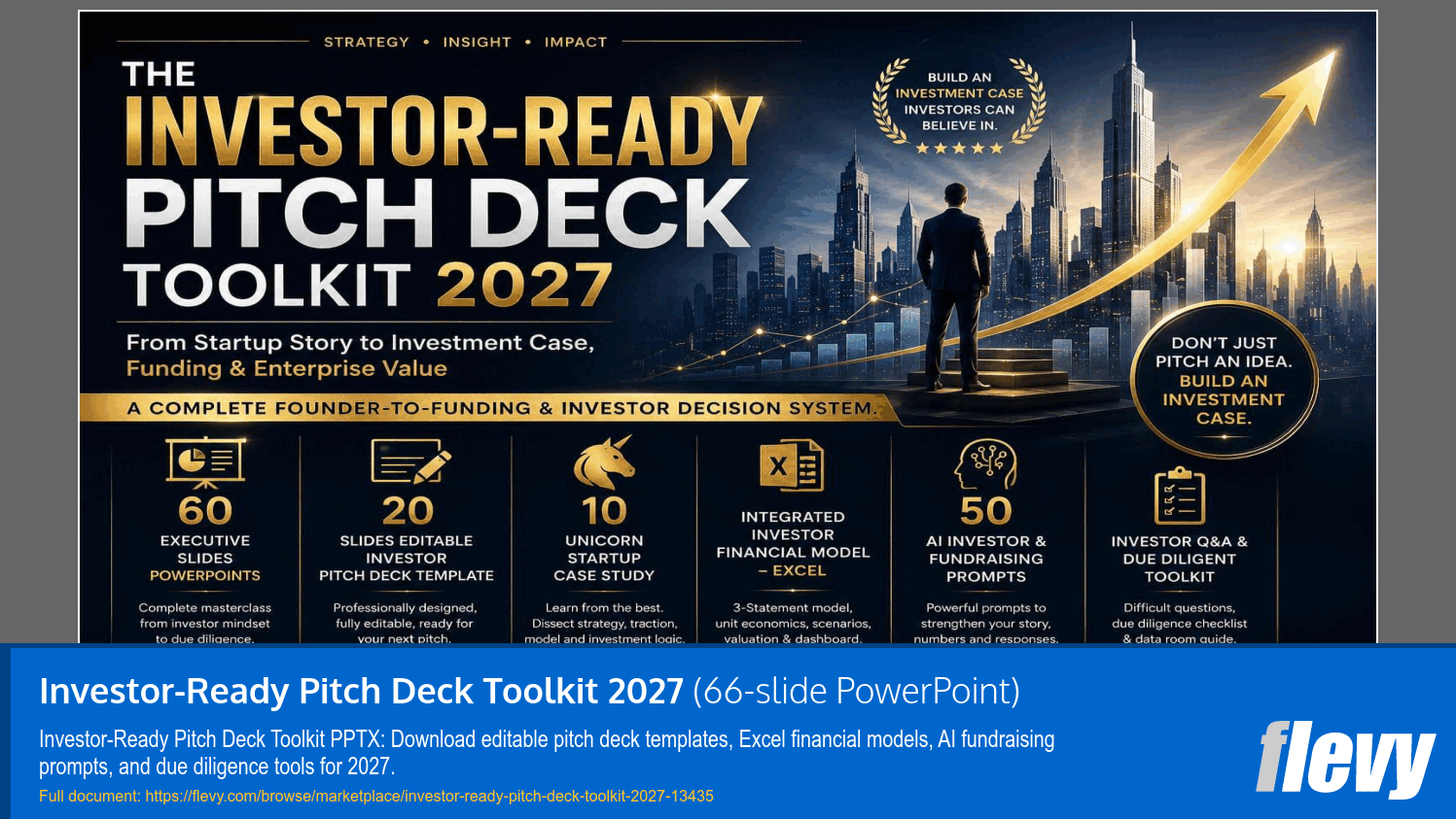 Investor-Ready Pitch Deck Toolkit 2027 (66-slide PPT PowerPoint presentation template (PPTX)) Preview Image
