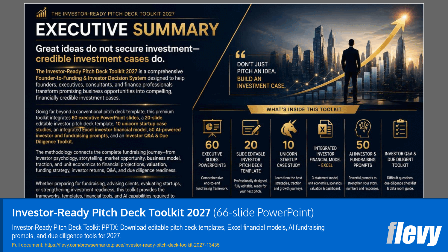 Investor-Ready Pitch Deck Toolkit 2027 (66-slide PPT PowerPoint presentation template (PPTX)) Preview Image