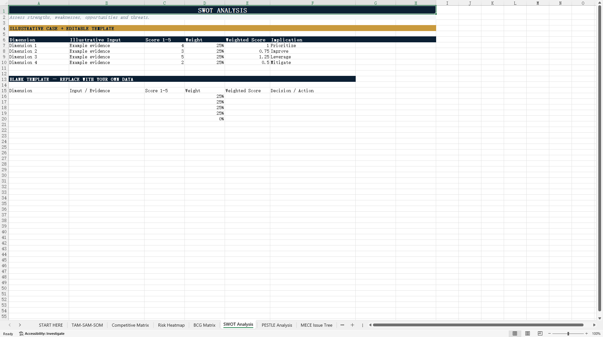 Strategic Decision-Making Toolkit_30 Proven Excel Framework (Excel template (XLSX)) Preview Image