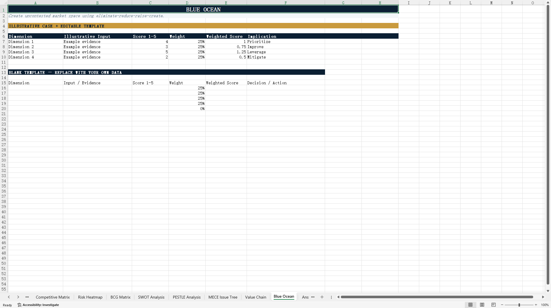 Strategic Decision-Making Toolkit_30 Proven Excel Framework (Excel template (XLSX)) Preview Image