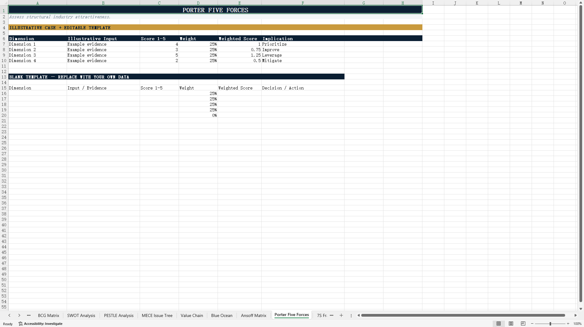 Strategic Decision-Making Toolkit_30 Proven Excel Framework (Excel template (XLSX)) Preview Image