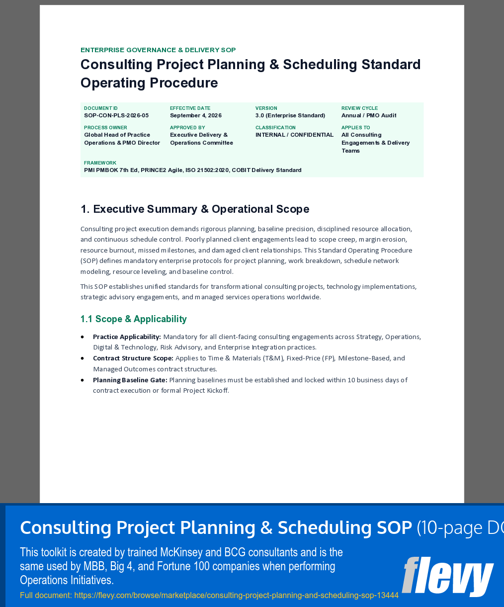 Consulting Project Planning & Scheduling SOP (10-page Word document) Preview Image