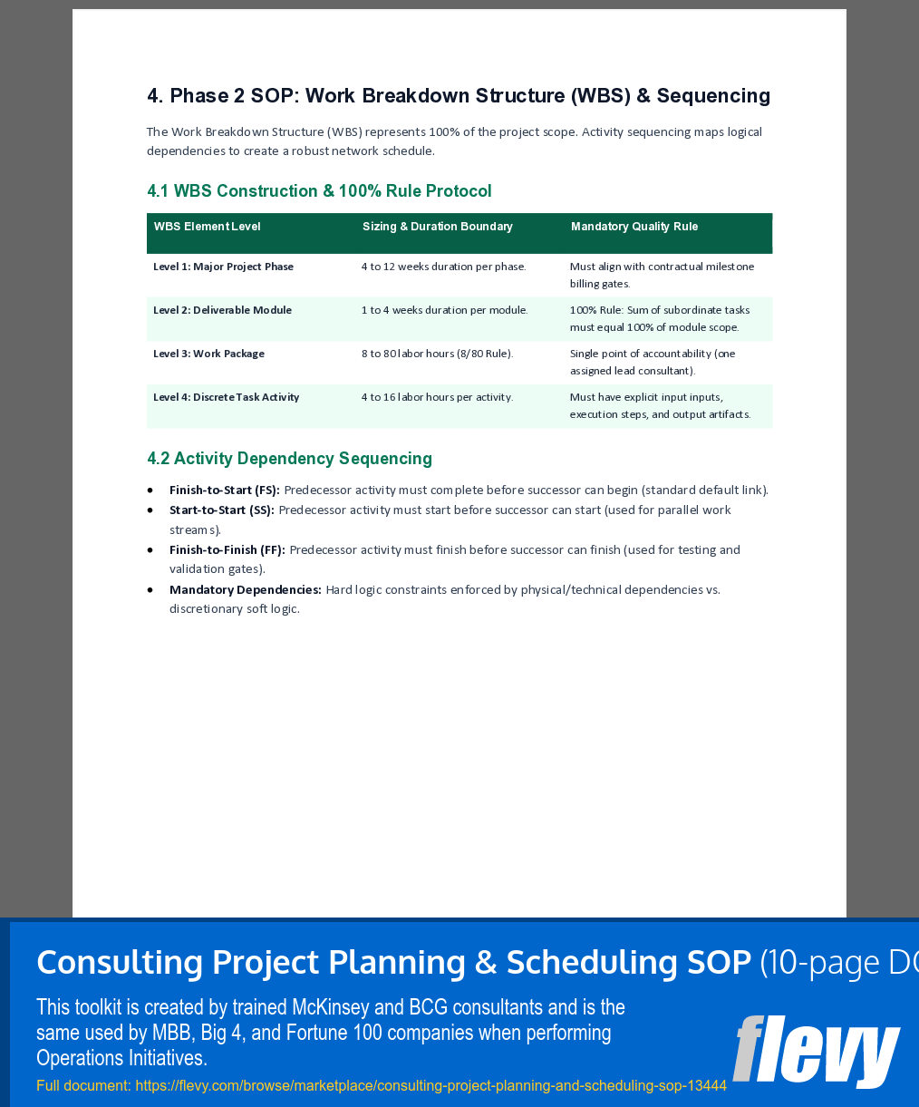 Consulting Project Planning & Scheduling SOP (10-page Word document) Preview Image